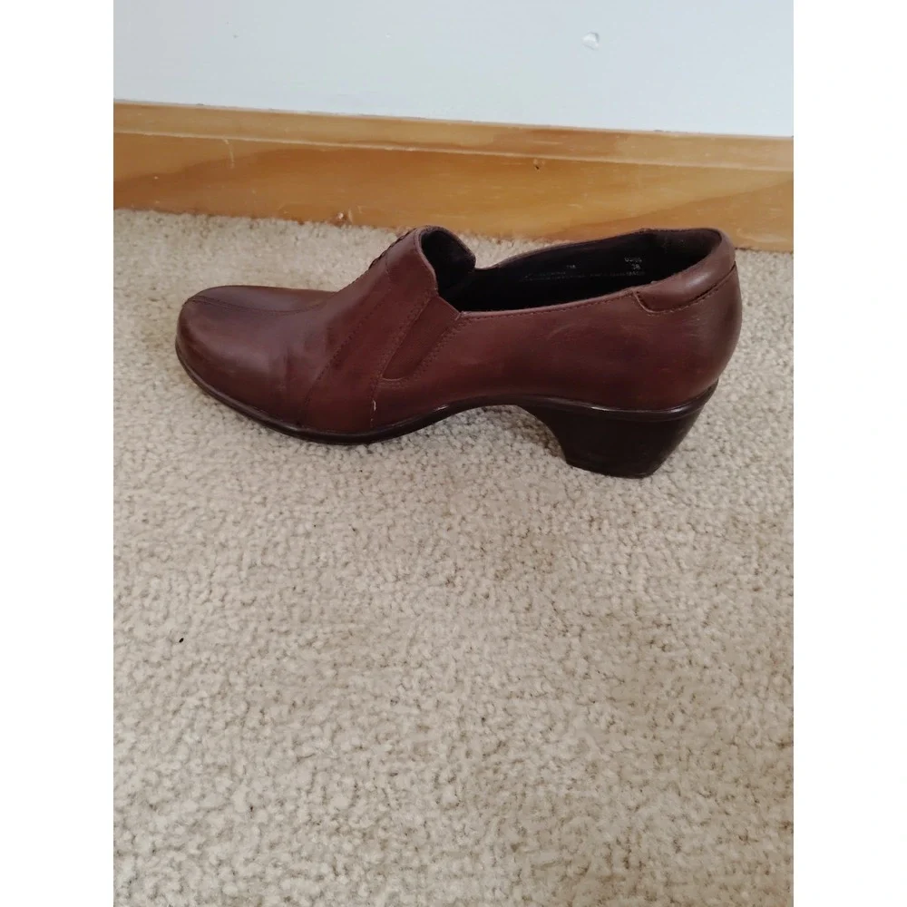 Clarks Unstructured Un.Loop‎ 80443 Women 7 Brown Leather Slip‑On Comfort Shoes